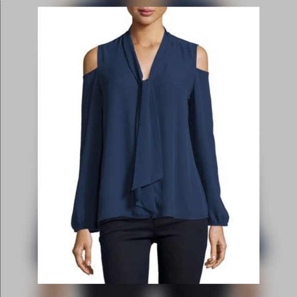 Neiman Marcus Tops - Newman Marcus Cold Shoulder Blouse with Tie Front
